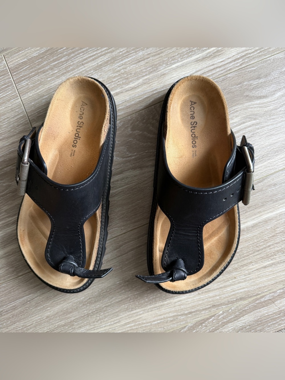 Acne Studios Platform Leather Sandals Black Made in Italy size 37 US 7 - Picture 5 of 10